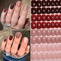 96PCS Short Press On Nails Square Fake Nails 4 Different Colors Combination Nails Solid Color Acrylic Nails Women's Nails