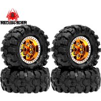 RED SPIDER 4Pcs 57mm 1.0" Metal Beadlock Wheel Tire Set for 1/24 1/18 TRX4M SCX24 AX24 FCX24 RC Cralwer Upgrade Parts