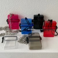 SKYSONIC Acrylic Large Transparent Card Holder Lanyard Waterproof Postcards Protective Storage Box Photo Cards Album Organizer