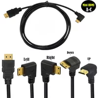Premium 1080P 6Ft HDMI-Compatible 1.4 Male to Mini HDMI Male 90° Angled Plug Cable left/right/up/down