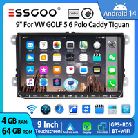 ESSGOO 9 "Android 14 autoradio Carplay GPS pour Volkswagen VW Golf MK5 MK6 Polo 6R Touran Tiguan Jetta Passat CC WiFi BT AI voix
