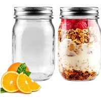 Mason Jars 16oz Glass Canning Jars with Airtight Lids for Preserving,Jam,Honey,Jelly,Wedding Favors,Sauces,Overnight Oats,Salad