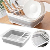 Foldable Silicone Dish Rack Portable Sink Countertop Drainer Basket Space-Saving Kitchen Countertop Organizer Plate Drainer