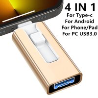 Phone USB 3.0 256GB 32G Usb Flash Drive 4 IN 1 For iphone iPad Android Phone External Storage 128GB 64GB Pendrive Gift Usb Stick