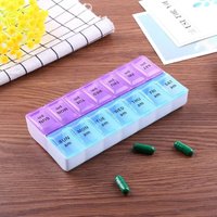JUSTLANG Weekly 14 Grids 7 Days Pill Box Portable Travel Cases Organizer Pill Container Storage Tablets Vitamin Medicine