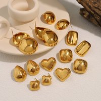 WILD & FREE 18K Gold Plated Stainless Steel Stud Earrings for Women Glossy Metal Scratch Chic Tarnish Free Trendy Jewelry