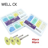 WELL CK 40/80Pcs Dental Polishing Discs Gross Reduction Contouring Mandrel Stripes Set Dental Materials Teeth Whitening