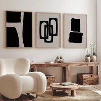 Neutral Minimalist Black Abstract Geometric Wall Art Print Canvas Painting Poster Picture For Living Room,bedroom Home Decor