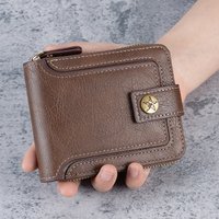 Cross-border new 2025 retro men's short wallet horizontal zipper multifunctional card buckle coin purse