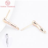 (9850) 6PCS 3x14.5MM 24K Gold Color Brass Long Stick Shaped Stud Earrings High Quality Diy Jewelry Making Findings Wholesales
