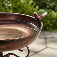 Wrought Iron Bird Bath Sturdy Vintage Bird Bath Rust-Resistant Powder Coated for Patio