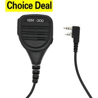 Handheld Speaker 2-Pin PTT Mic Microphone K-plug Speaker with 3.5mm Earphone Jack for Kenwood TYT Baofeng Walkie Talkie