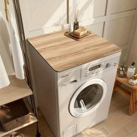 Lightweight Wood Grain Washing Machine Cover - Absorbent Quick-Dry Laundry Room/Kitchen Countertop Protector, Home Decor