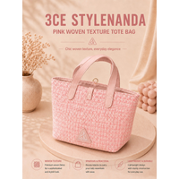 3CE Pink Women Pattern Tote Bag Cosmetic storage organizers suitable for outdoor