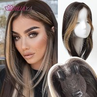 Synthetic wig 3D Natural Highlights Flax Golden Air Bangs Wig Invisible Traceless Forehead Hair Piece Extensions Heat Resistant