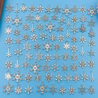 10/90pcs alloy antique silvery snowflake pendant accessory, DIY necklaces, earrings, keychains, jewelry making fashion accessory