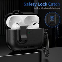 Funda for AirPods Pro 3 (2025) with Built-in Phone Stand Dual-Tone Protective Cover Shockproof Leather Texture,Secure Lock Case