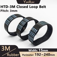 HTD-3M Rubber Timing Belt Width 15mm Closed Loop Length 192 195 198 201 204 207 210 213 225 228 240mm HTD3M Synchronous Belt 3M