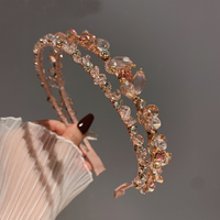 New Fairy Style Double Layered Crystal Hair Accessories Headband Women's Hands Pressed Hair Hoop Versatile Hair Clips for Women