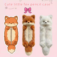 【R】Cartoon Plush Pencil Pouch Funny Cute Student Animal Pencil Cases Personalized Stationery Storage Bag Best Friend Gifts