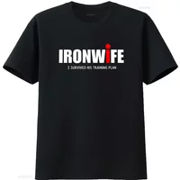 Ironwife T Shirt Triathlon Support for Triathlete Swim Bike Run Top Funny Tri Humor I Survived His Training Plan vintage