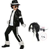 Michael Jackson Inspired Sequin Performance Costume Retro Pop Star Stage Dance Outfit for Halloween Cosplay Party