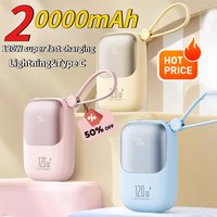 20000mAh Large Capacity 120W Super Fast Charging Power Bank with Cable Portable Mobile Power Suitable for IPhone Xiaomi Samsung