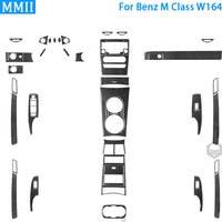 For Mercedes-Benz W164 2005-2011 M Class Real Carbon Fiber Car Center Console Headlight Door Panel AC CD Trim Cover Stickers