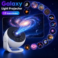 Ulepszenie PRO HD 360 ° Obrotowy projektor gwieździstego nieba i galaktyki, funkcja timera, regulowana ogniskowa, planetarium 13 w 1, lampka nocna do sypialni, prezent.