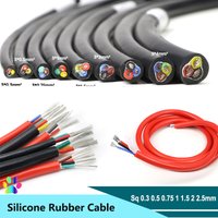 1/2/5/10m Silicone Rubber Cable Sq 0.3 0.5 0.75 1 1.5 2 2.5mm x 2 3 4 6 Cores Insulated Flexible High Temperature Copper Wire