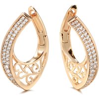 Luxury Dazzle Synthetic Zirconia Hollow Golden Pendant Earrings for Women Elegant Trendy Banquet Anniversary Jewelry Accessories