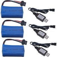 7.4 V 1200mah 14500 Li-ion Battery and Charger for Electric Toys Water Bullet Gun 7.4V 2s Battery for RC toys Cars Tanks Robots