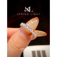 Real White Circular Moissanite Diamond Fashion Simple Ring for Women's Daily Wear 925 Sterling Silver Fine Jewelry