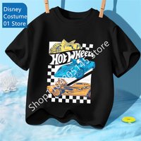 Summer Kids T Shirt Hot Wheels T-shirt Boys Girls Short Sleeve Tops Cartoon Cars Graphic Trucks Print T-shirt Children Clothing