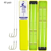 40 Pairs Fishing Hooks with Tippet Line 25cm for Small Fish Carbon Steel Double Fishing Line Hooks Fish Barbed Carp
