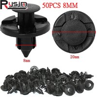 50pcs 8mm Clip de fixation automatique carrosserie de voiture goupille de retenue de poussée Rivet pare-chocs porte garniture panneau retenue Kit de fixation Clips en plastique