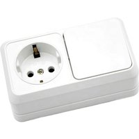 Horizontal model Surface type Wall Switch with Schuko Socket European Wall Switch + Socket with Grounding