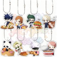 Creative Q Version Jujutsu Kaisen Fast Food Snack Acrylic Keychain Megumi Fushiguro Satoru Gojo Yuji Itadori Anime Pendant Ring