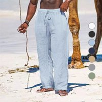 Summer Men Sport Gym Pants Soild Cotton Linen Pants Breathable Casual Training Trousers Joggers Hip Pop Sweatpants Streetwear image 4
