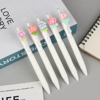 New 5/10Pcs Sweet Tulip Flower Gel Pens Quick-Dry Ballpoint Pens 0.5mm Black Ink Pen Office School Stationery Supplies