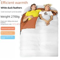 Double Down Sleeping Bag Water-Resistant and Tear-Resistant Outdoor Camping Adult Sleeping Bag with White Duck Down