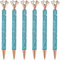 6Pcs Crystal Diamond Twist Metal Pen Bling 1.0mm Medium Point Black Ink Glitter for Note Taking Journaling