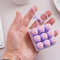 Cute Cat Paw Fidget Keyboard Keychain 9-Key Decompression Button Keychain Toys for Finger Squeeze Stress Relief Sensory Pendant