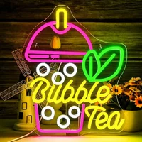 Bubble Tea LED Neon Sign USB Dimmable Neon Light Sign for Drink Bar Tea House Caffee Birthday Party Gift Wall Decoration