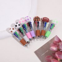 4 Color Retractable Sports Ball Pen, Cute Mini Multi Color Pen for School Office Supplies Birthday Party Favor