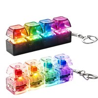 LED Keyboard Keychain Fidget Toys 4 Keys Colorful Keyboard Keycaps Fidget Toy Party Stress Relief Keyboard Cap
