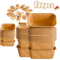 100PCS Loaf Cake Cases Anti Oil Cardboard Baking Cup Rectangular Cake Bread Box with Groove Edges for Baking Muffins Bread