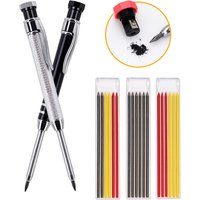 2.8mm Deep Hole Carpenter Pencil Set Metal Mechanical Scriber with Built-in Sharpener Colorful Refills Woodworking Marking Tool