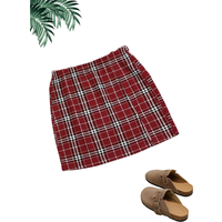 Vintage Plaid Skirt Women Green And Red Check Vintage Mini Skirts Summer Street Fashion High Waist Oversize Casual A-line Skirt