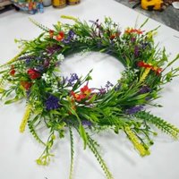 45cm Artificial Wildflower Door Wreath Multipurpose Wildflower Style Decorative Garland Colorful Home Decor Wreath